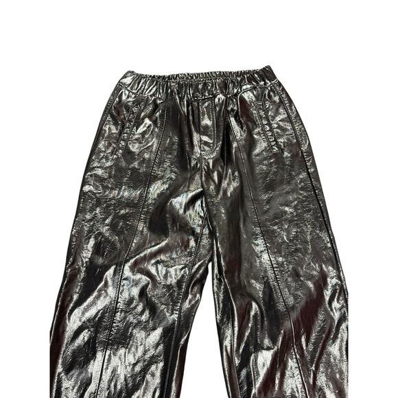 Blank NYC Women’s Black Vegan Leather Pants Medium Glossy Patent Straight Leg - Picture 6 of 10